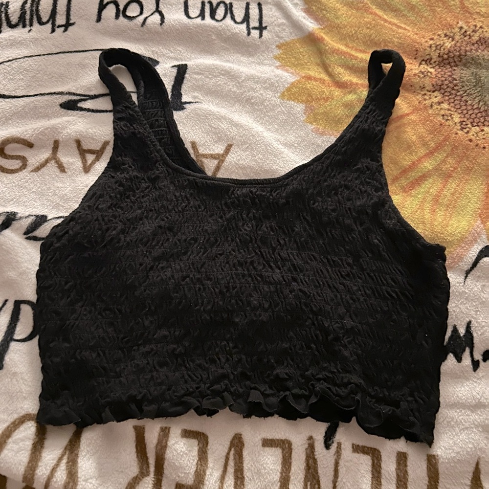 garage ruffled crop top black size large
